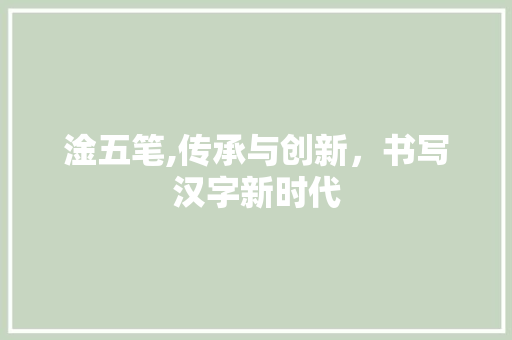淦五笔,传承与创新，书写汉字新时代