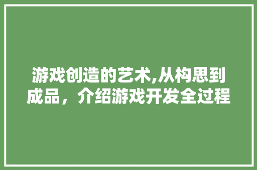 游戏创造的艺术,从构思到成品，介绍游戏开发全过程 建站教程