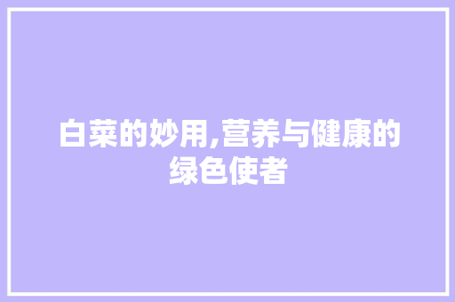 白菜的妙用,营养与健康的绿色使者