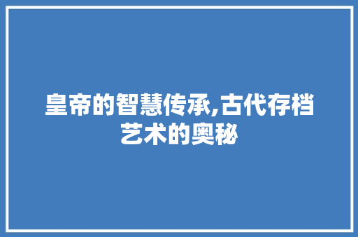 皇帝的智慧传承,古代存档艺术的奥秘
