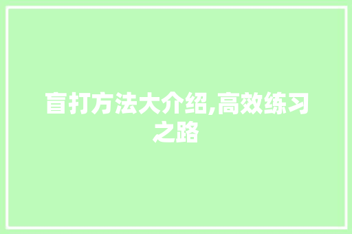 盲打方法大介绍,高效练习之路