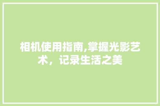 相机使用指南,掌握光影艺术，记录生活之美