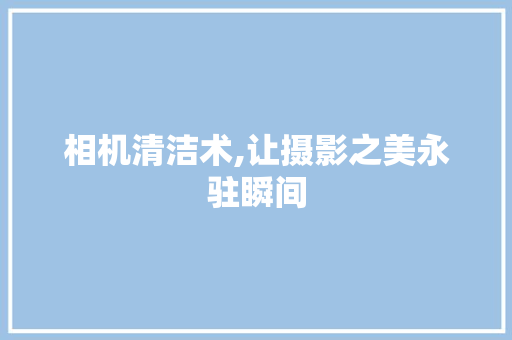 相机清洁术,让摄影之美永驻瞬间