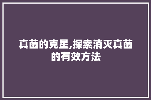 真菌的克星,探索消灭真菌的有效方法