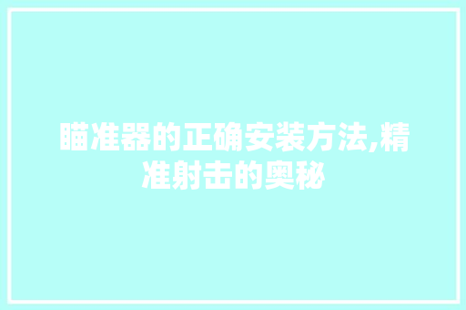 瞄准器的正确安装方法,精准射击的奥秘 WordPress教程