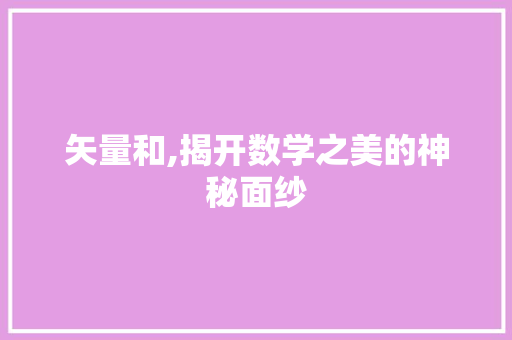 矢量和,揭开数学之美的神秘面纱