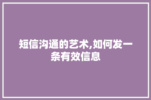 短信沟通的艺术,如何发一条有效信息 建站教程