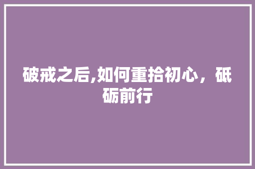 破戒之后,如何重拾初心，砥砺前行