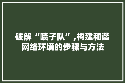 破解“喷子队”,构建和谐网络环境的步骤与方法