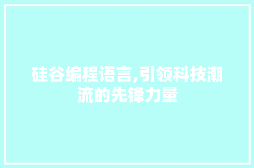硅谷编程语言,引领科技潮流的先锋力量 Web前端