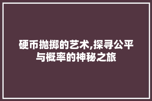 硬币抛掷的艺术,探寻公平与概率的神秘之旅 服务器/数据库