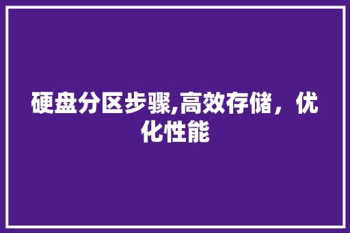 硬盘分区步骤,高效存储，优化性能