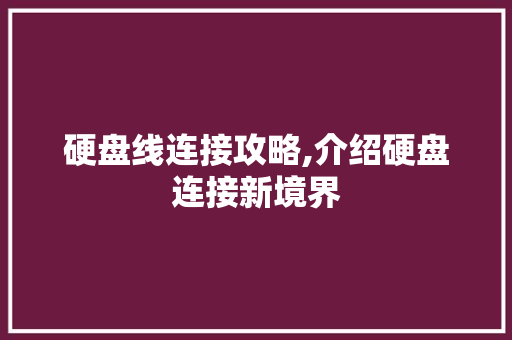 硬盘线连接攻略,介绍硬盘连接新境界