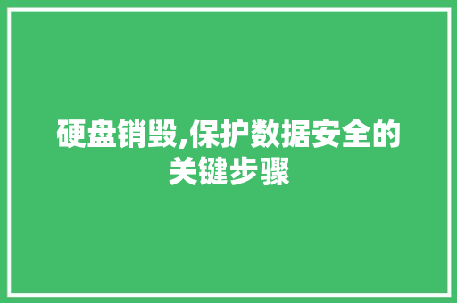 硬盘销毁,保护数据安全的关键步骤