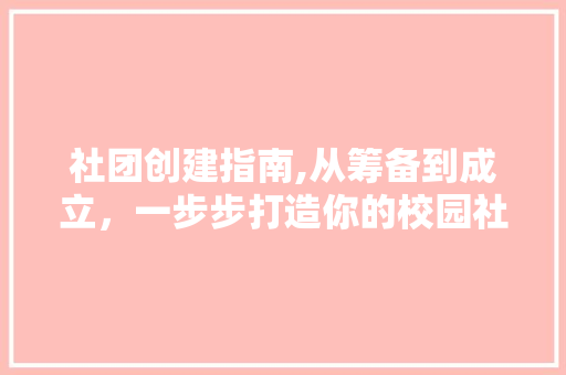 社团创建指南,从筹备到成立，一步步打造你的校园社团