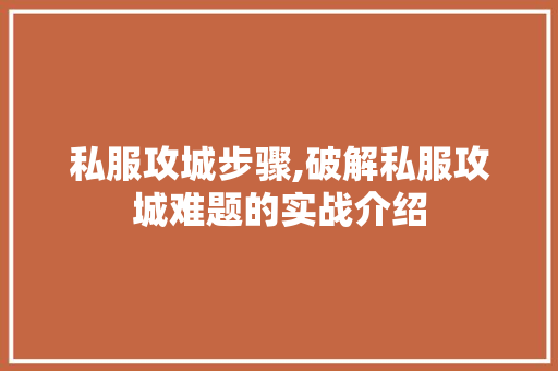 私服攻城步骤,破解私服攻城难题的实战介绍