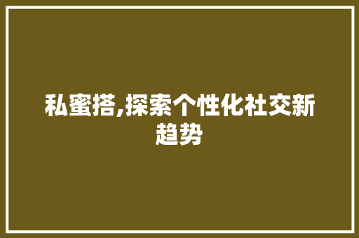 私蜜搭,探索个性化社交新趋势
