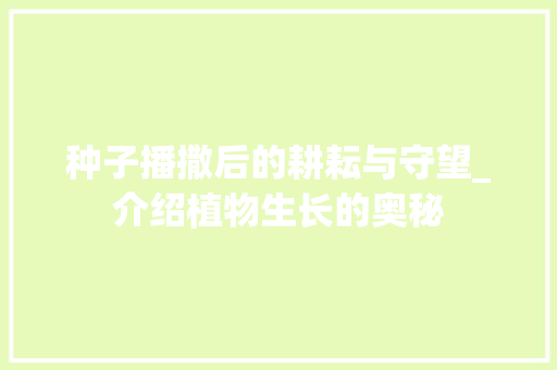 种子播撒后的耕耘与守望_介绍植物生长的奥秘