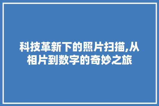 科技革新下的照片扫描,从相片到数字的奇妙之旅 Web前端