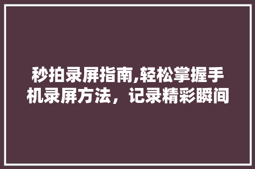 秒拍录屏指南,轻松掌握手机录屏方法，记录精彩瞬间