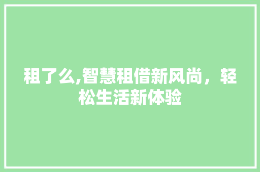 租了么,智慧租借新风尚，轻松生活新体验