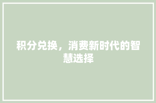 积分兑换，消费新时代的智慧选择