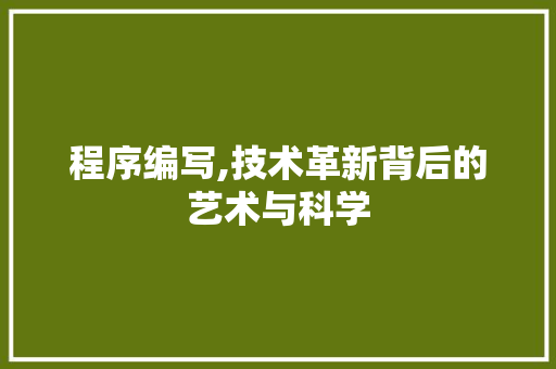 程序编写,技术革新背后的艺术与科学