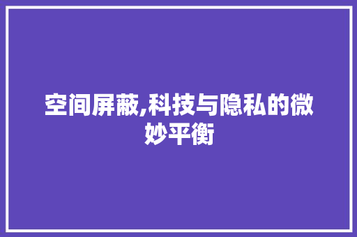 空间屏蔽,科技与隐私的微妙平衡