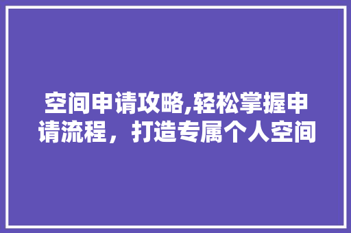 空间申请攻略,轻松掌握申请流程，打造专属个人空间