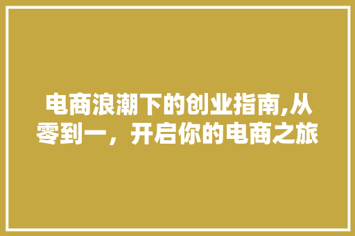 电商浪潮下的创业指南,从零到一，开启你的电商之旅