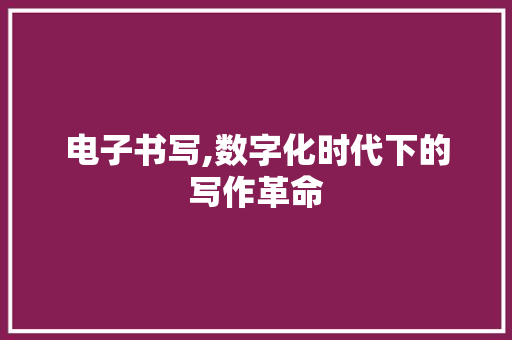 电子书写,数字化时代下的写作革命 SEO教程