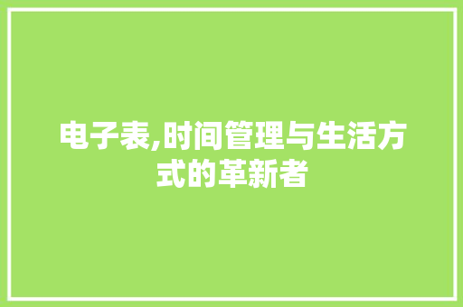 电子表,时间管理与生活方式的革新者