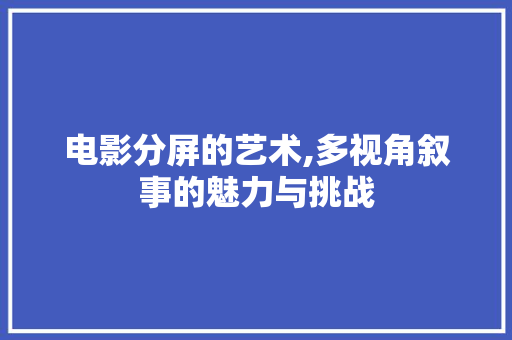 电影分屏的艺术,多视角叙事的魅力与挑战