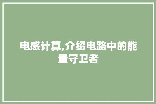 电感计算,介绍电路中的能量守卫者