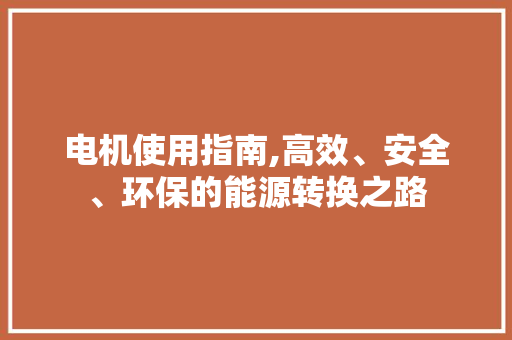电机使用指南,高效、安全、环保的能源转换之路