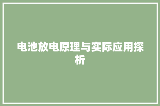 电池放电原理与实际应用探析