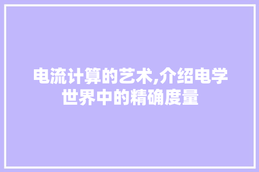 电流计算的艺术,介绍电学世界中的精确度量