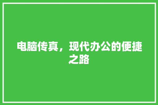 电脑传真，现代办公的便捷之路