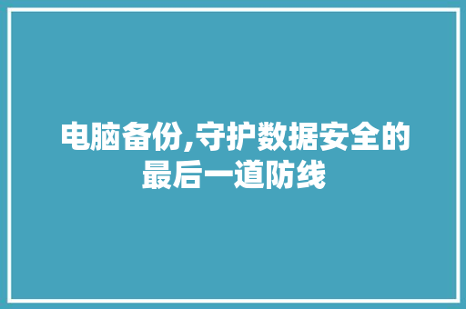 电脑备份,守护数据安全的最后一道防线