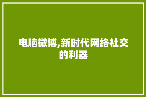 电脑微博,新时代网络社交的利器