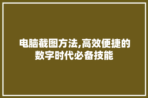 电脑截图方法,高效便捷的数字时代必备技能