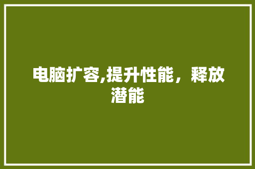 电脑扩容,提升性能，释放潜能