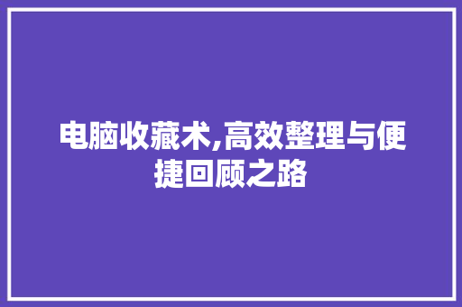 电脑收藏术,高效整理与便捷回顾之路