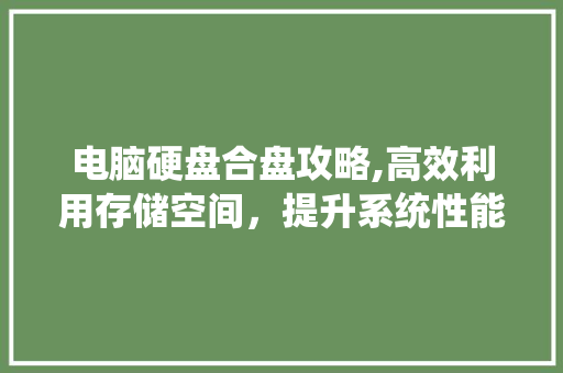 电脑硬盘合盘攻略,高效利用存储空间，提升系统性能