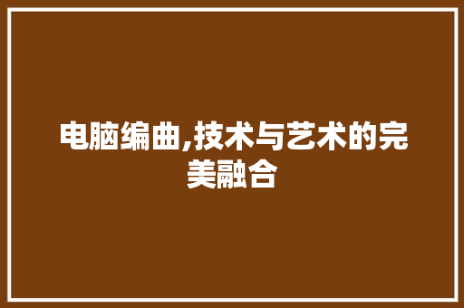 电脑编曲,技术与艺术的完美融合