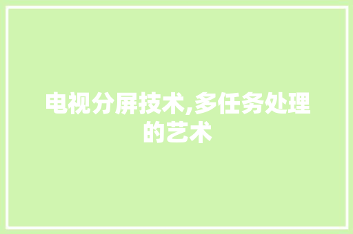 电视分屏技术,多任务处理的艺术