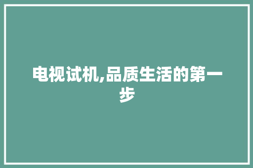 电视试机,品质生活的第一步