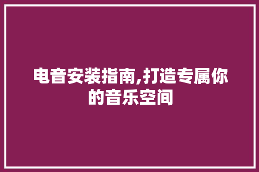 电音安装指南,打造专属你的音乐空间