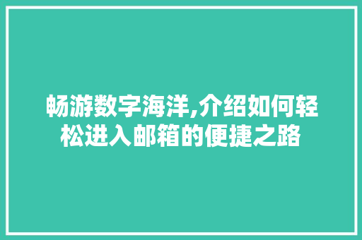 畅游数字海洋,介绍如何轻松进入邮箱的便捷之路 Web前端