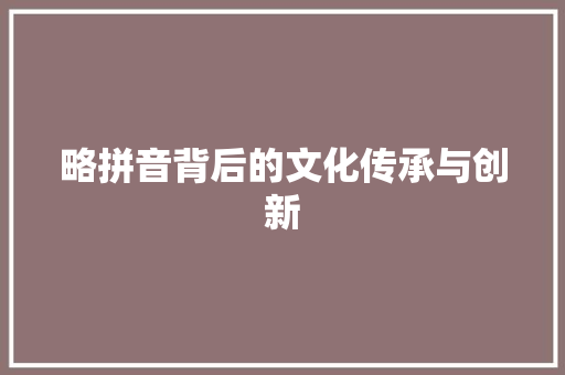 略拼音背后的文化传承与创新
